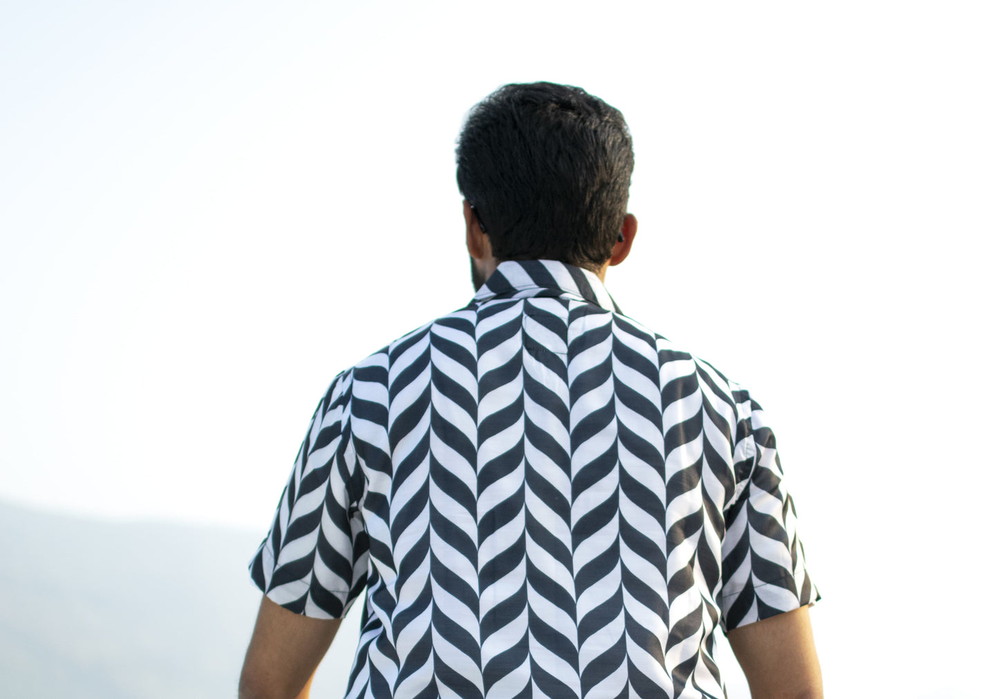 Monochrome Wave Printed Shirt