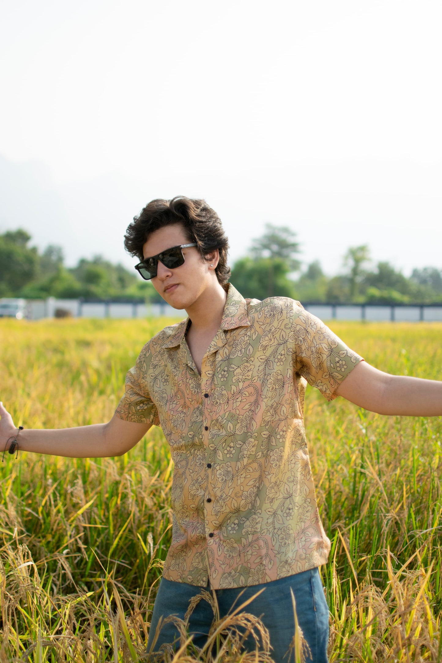 Golden Harvest Khadi Silk Shirt – Paisley Meadow Dream