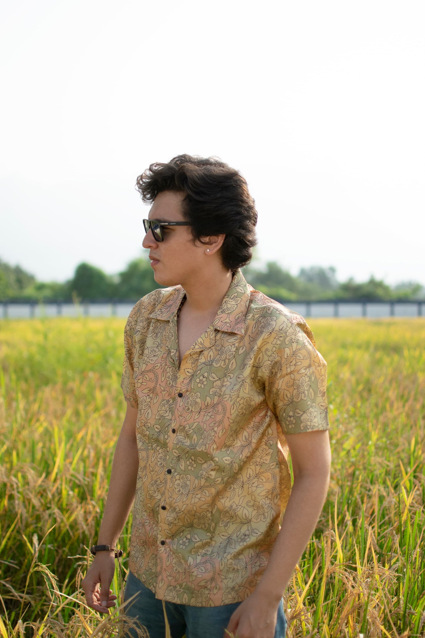 Golden Harvest Khadi Silk Shirt – Paisley Meadow Dream