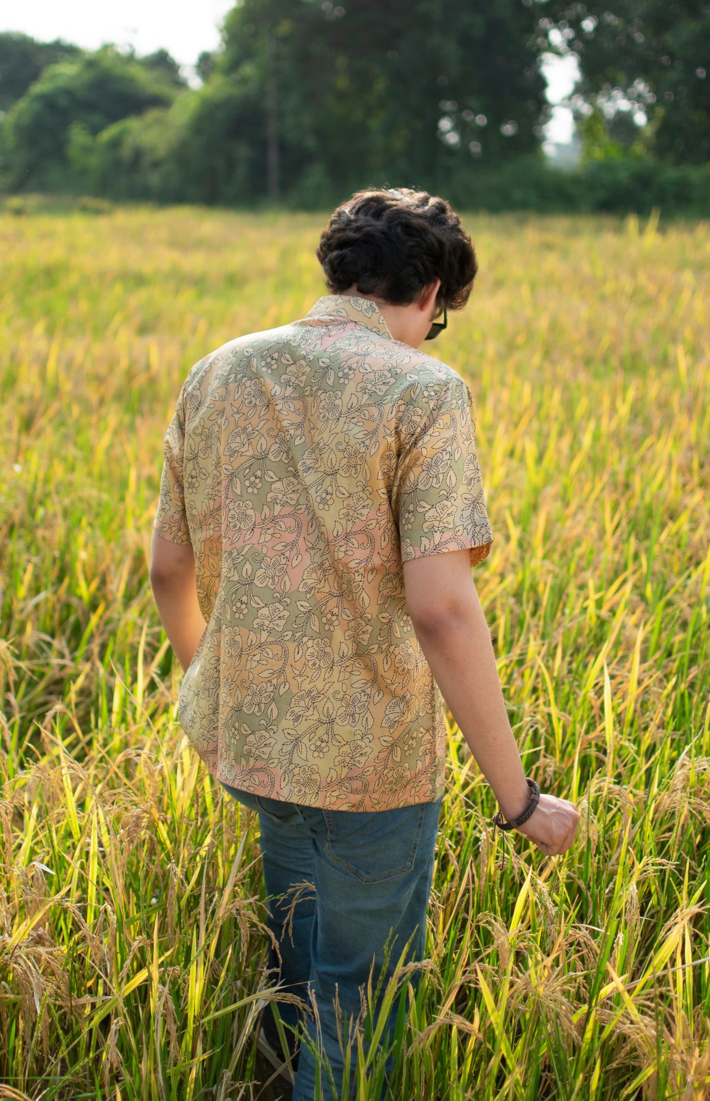 Golden Harvest Khadi Silk Shirt – Paisley Meadow Dream