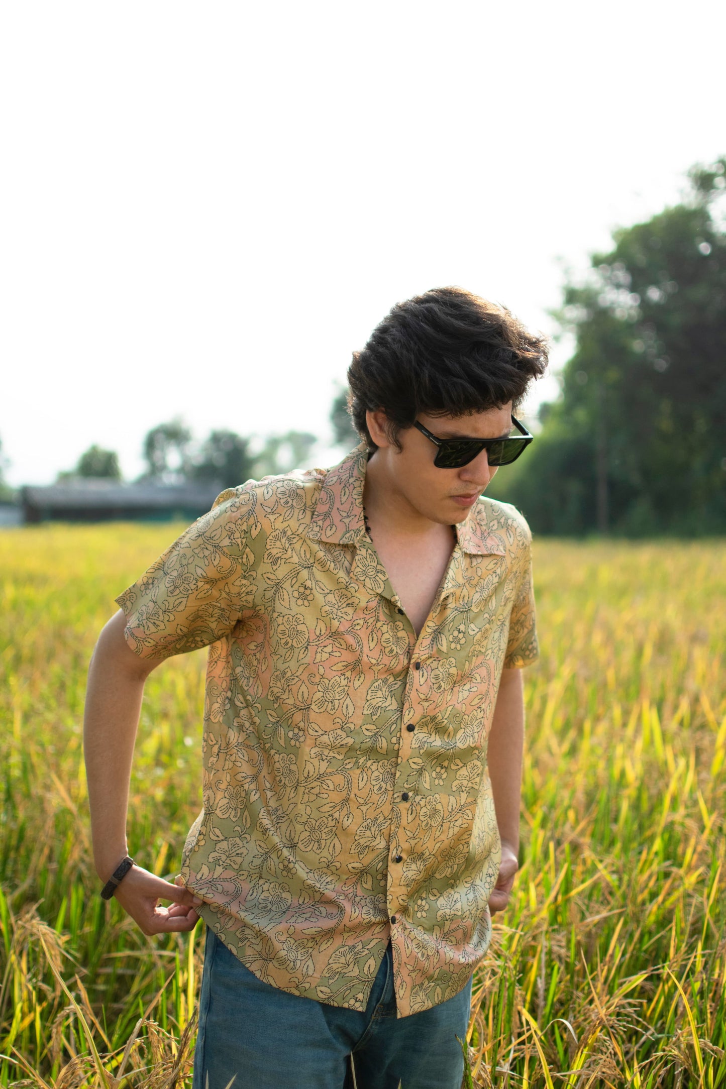 Golden Harvest Khadi Silk Shirt – Paisley Meadow Dream