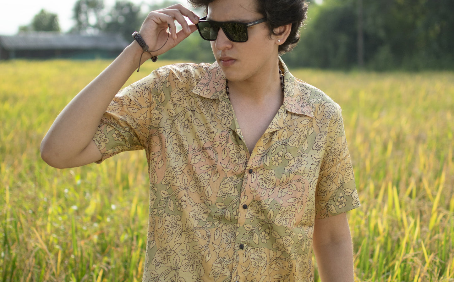 Golden Harvest Khadi Silk Shirt – Paisley Meadow Dream