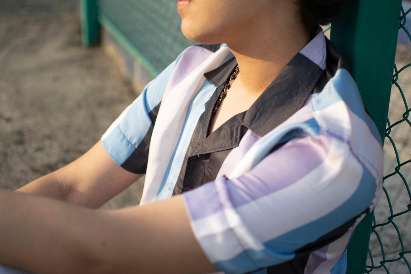 Coastal Dusk – Striped Linen Silk Shirt