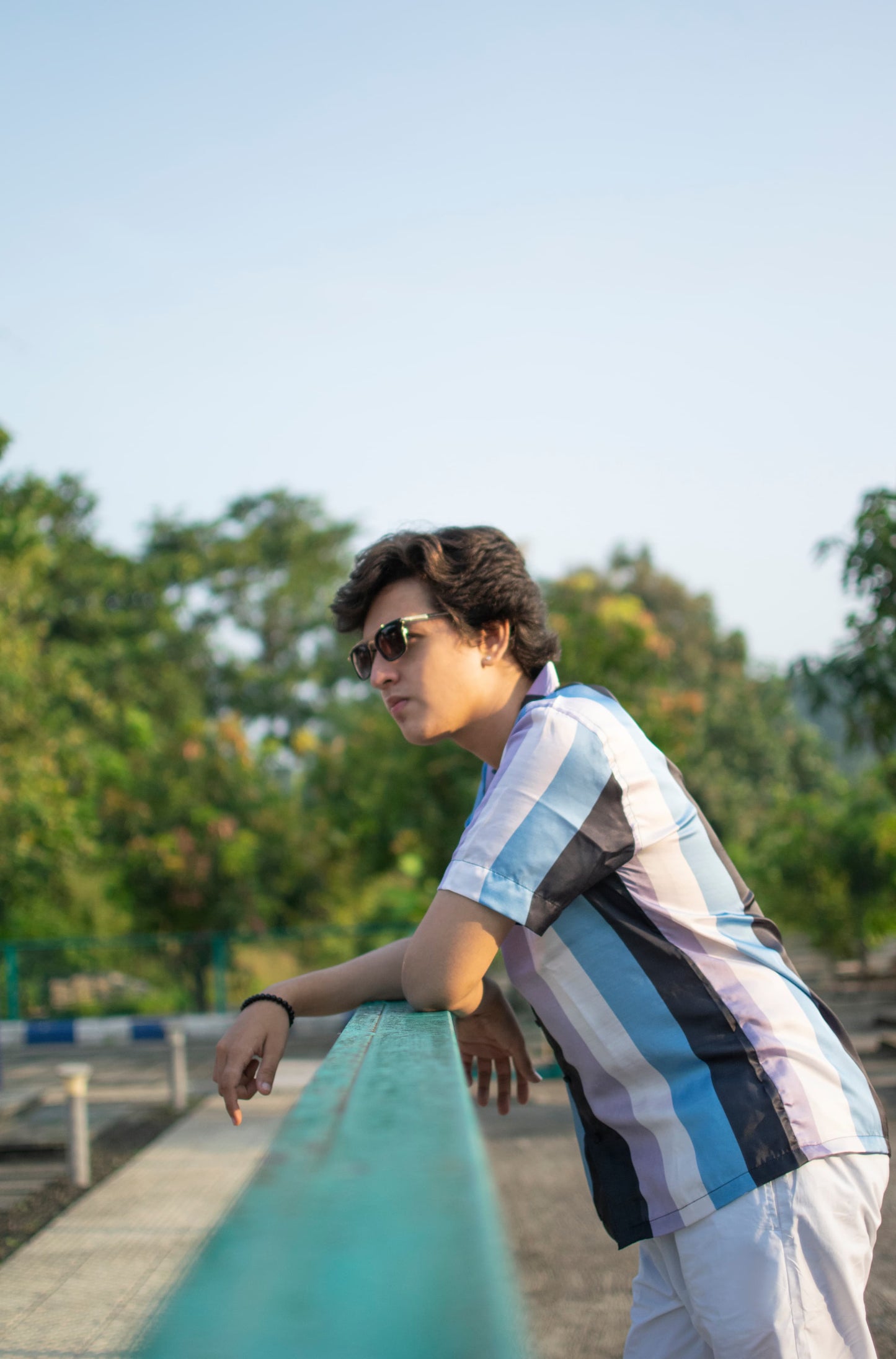 Coastal Dusk – Striped Linen Silk Shirt