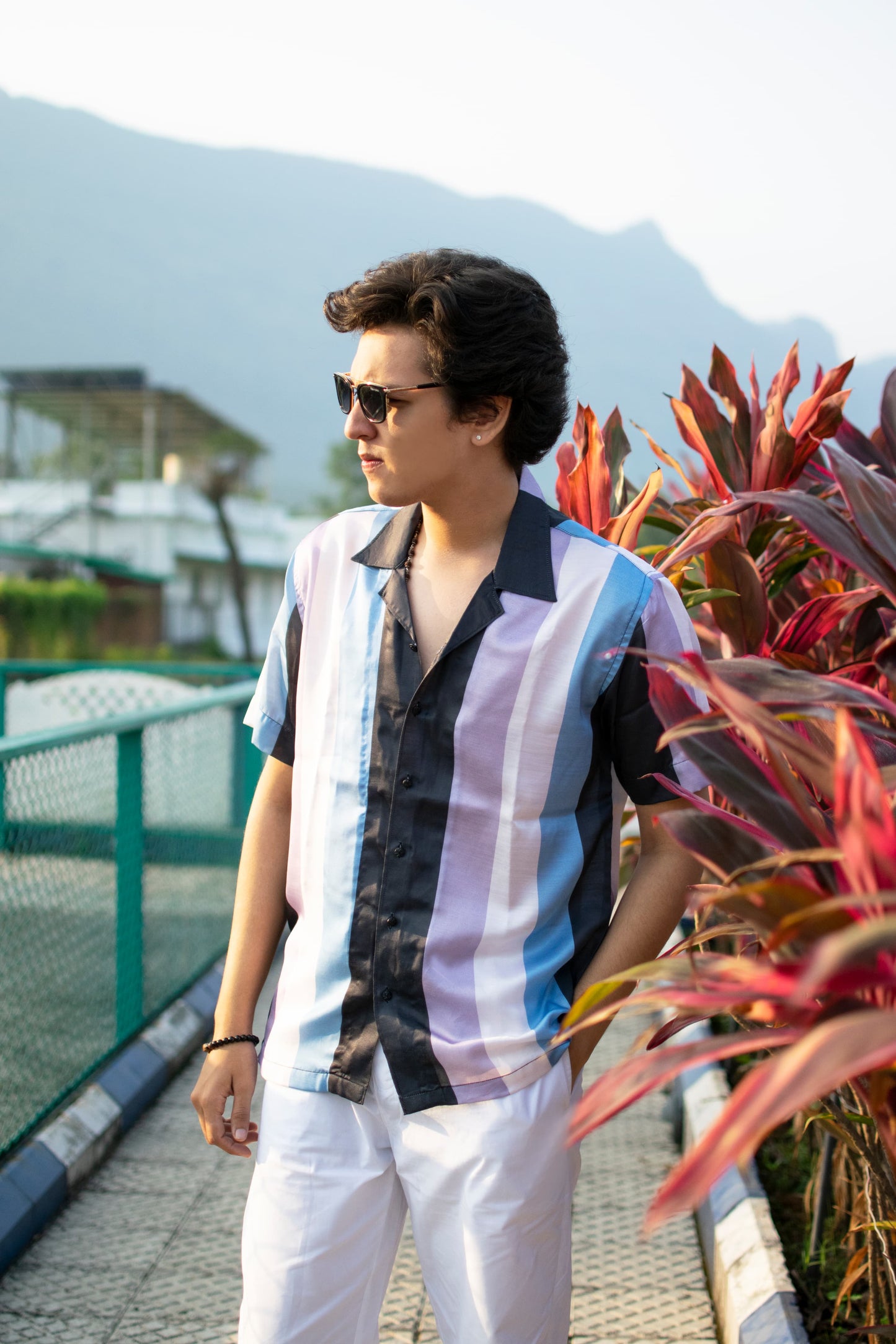 Coastal Dusk – Striped Linen Silk Shirt