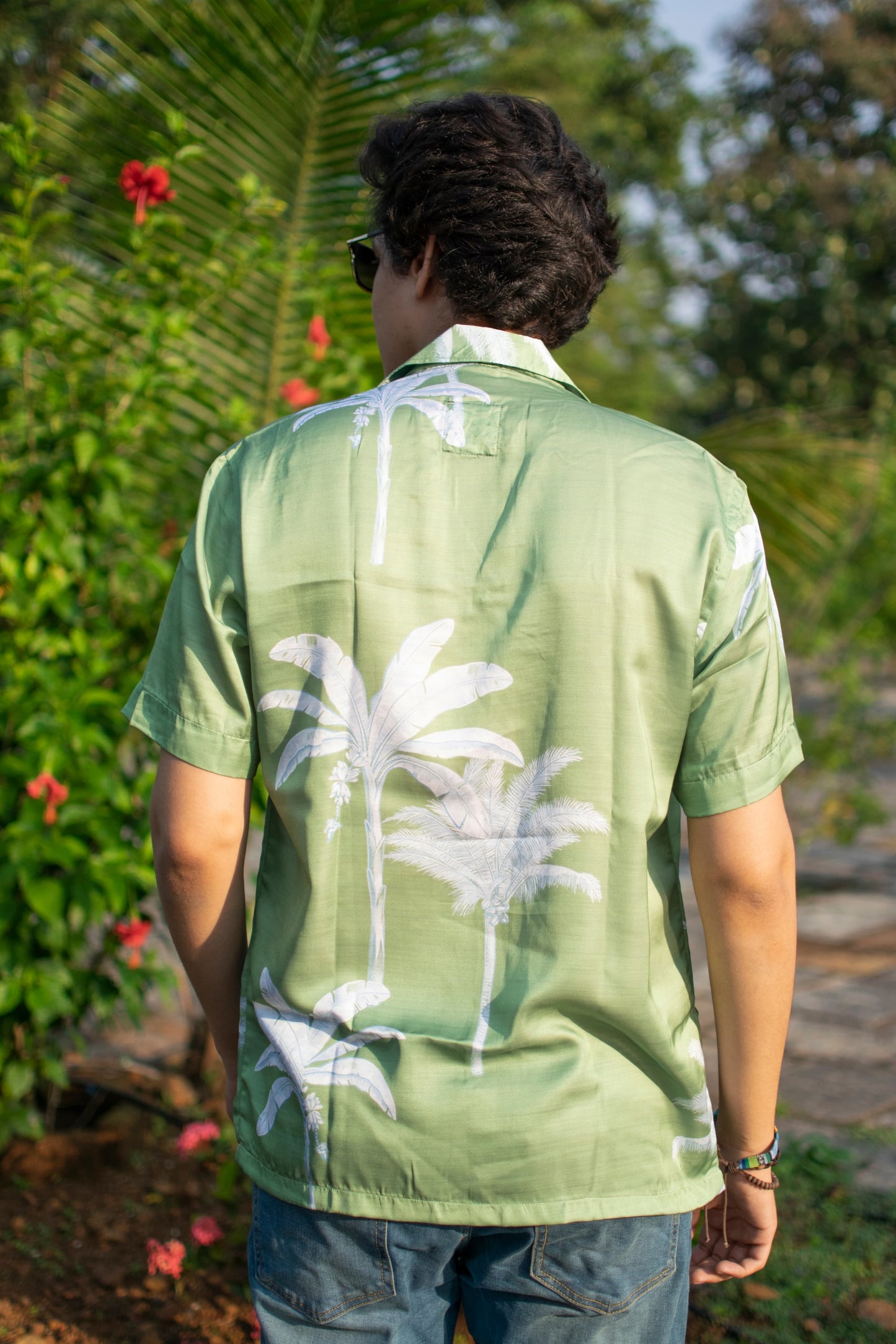 Tropical Breeze Linen Silk Shirt – Palm Green