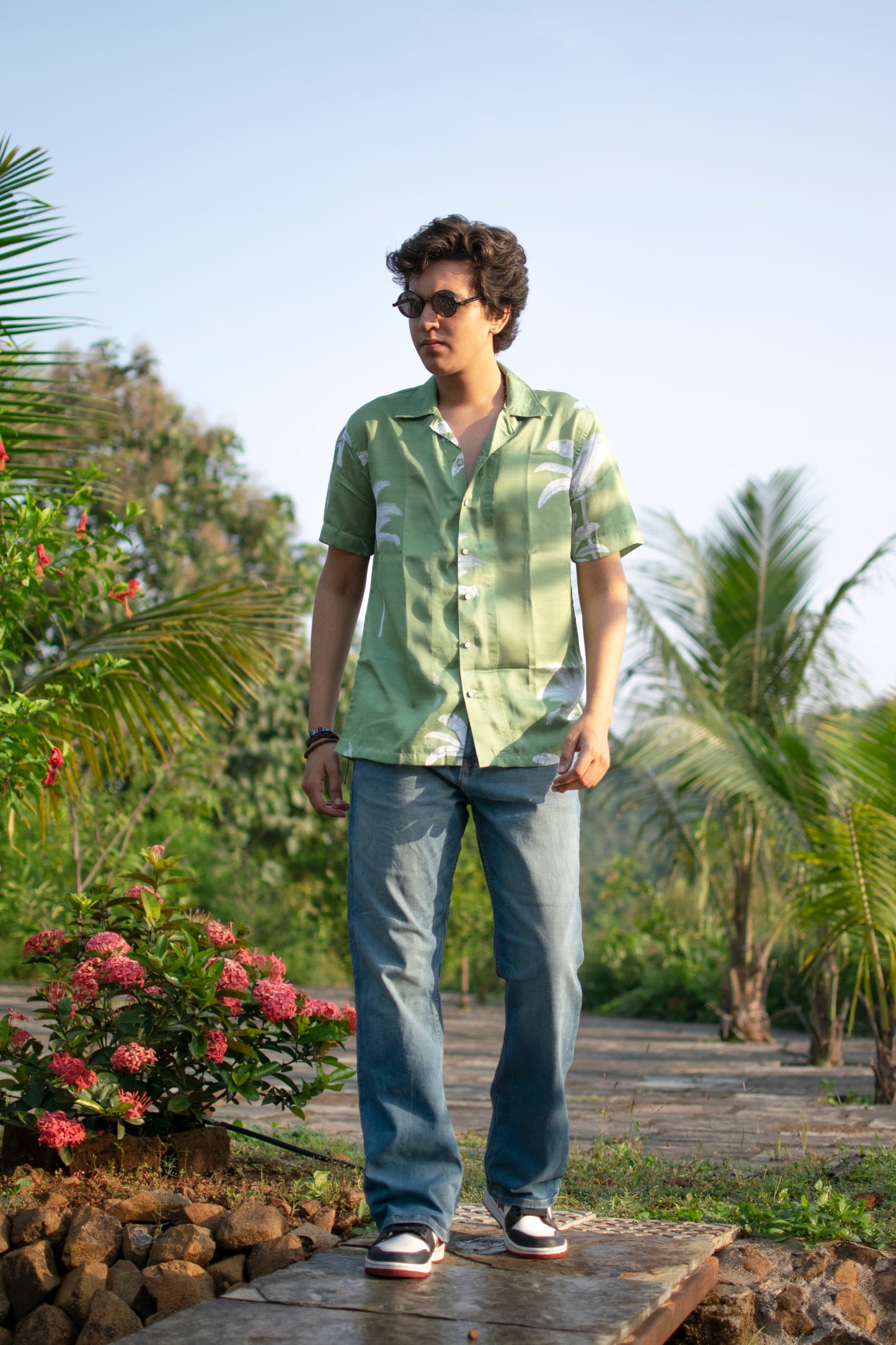 Tropical Breeze Linen Silk Shirt – Palm Green