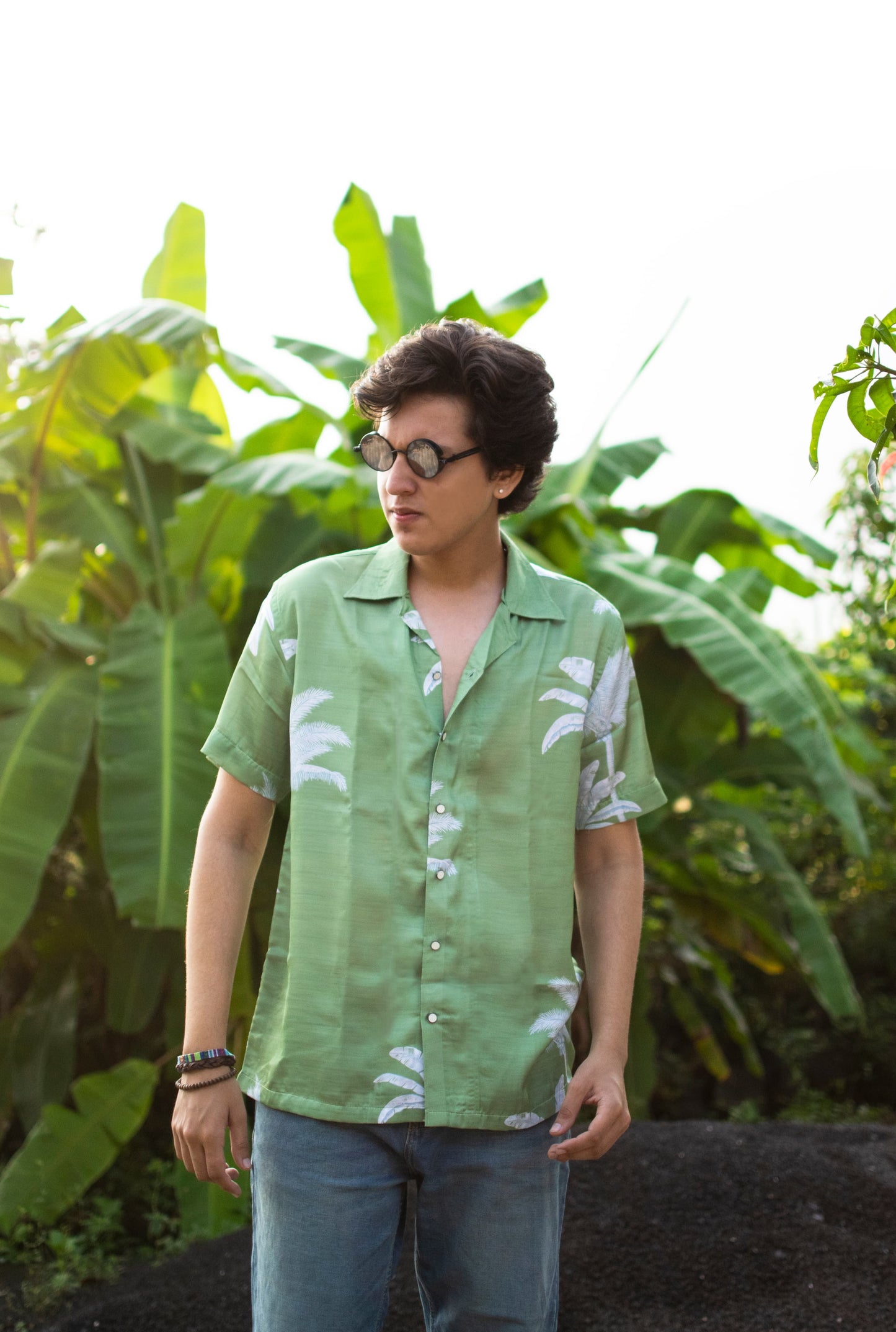 Tropical Breeze Linen Silk Shirt – Palm Green
