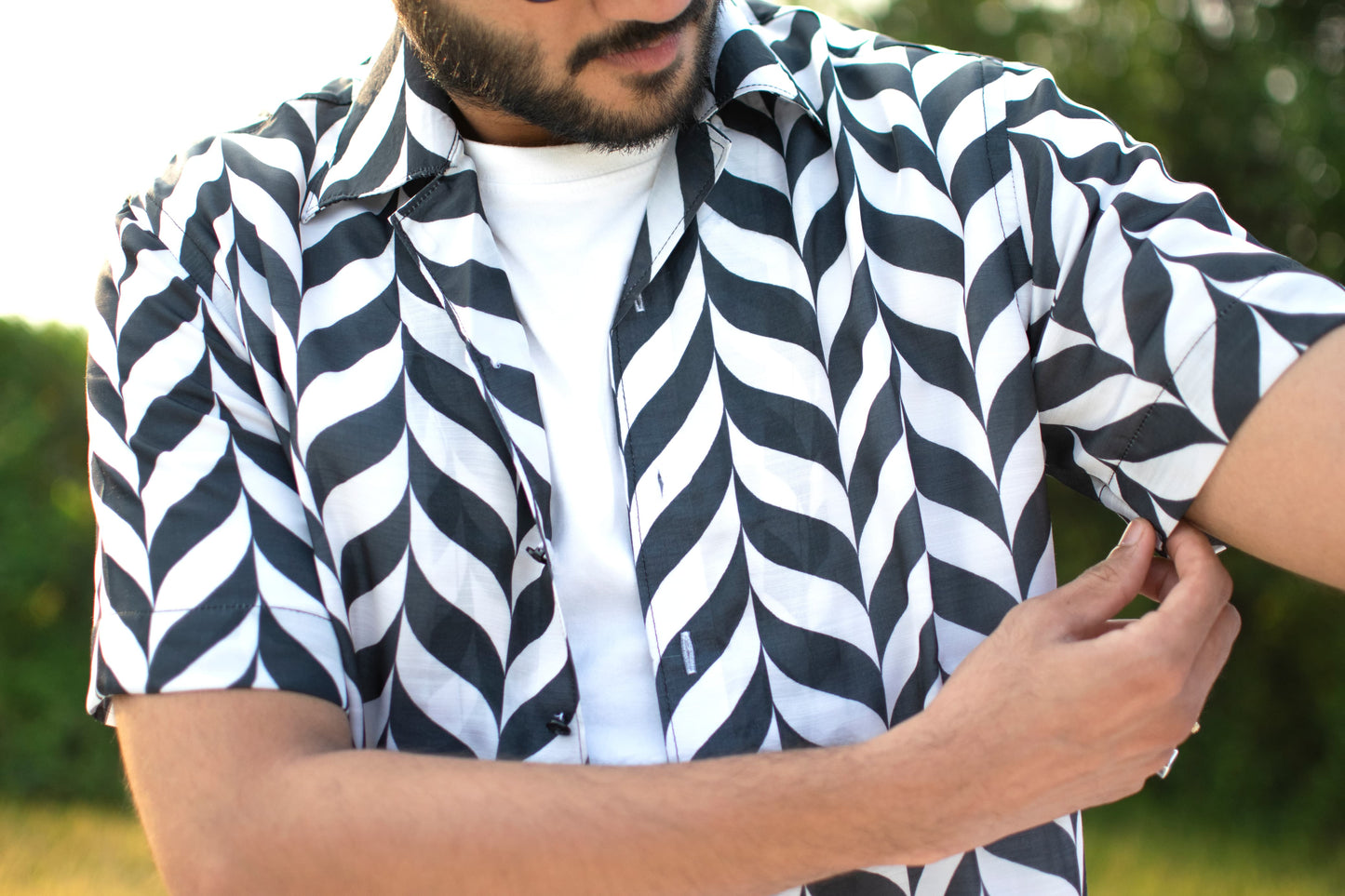 Monochrome Wave Printed Shirt