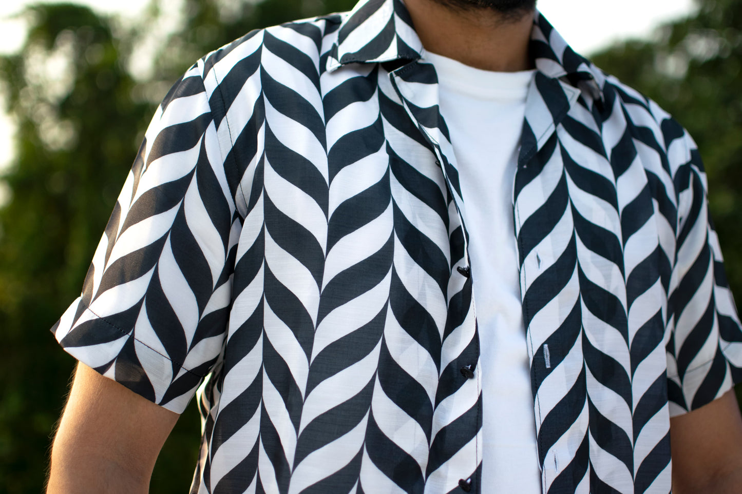 Monochrome Wave Printed Shirt