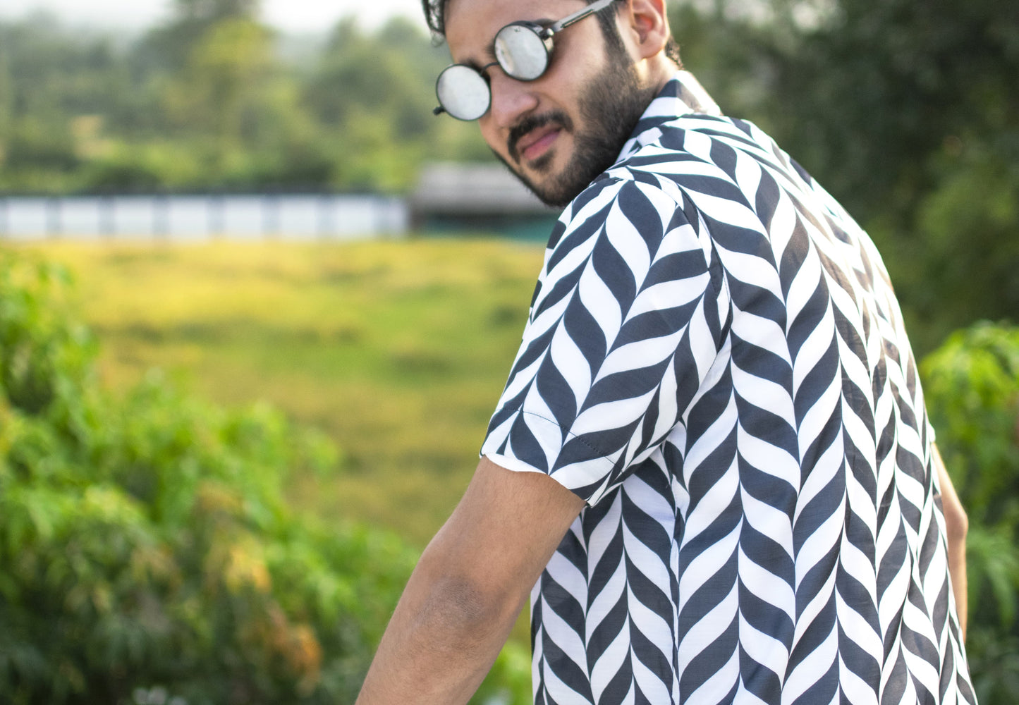 Monochrome Wave Printed Shirt