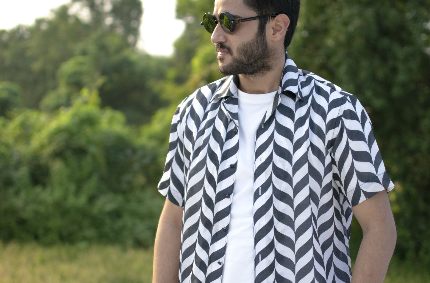 Monochrome Wave Printed Shirt