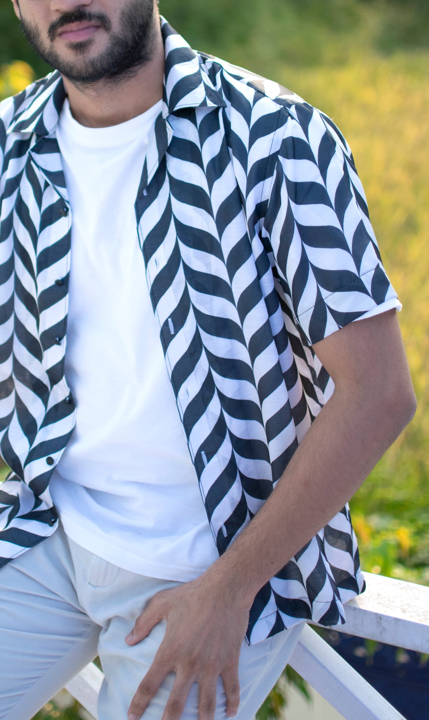 Monochrome Wave Printed Shirt