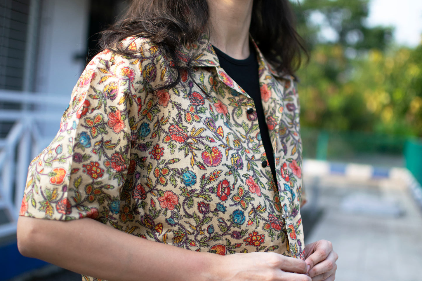 Floral Whisper Khadi Silk Shirt – Garden Serenity Escape