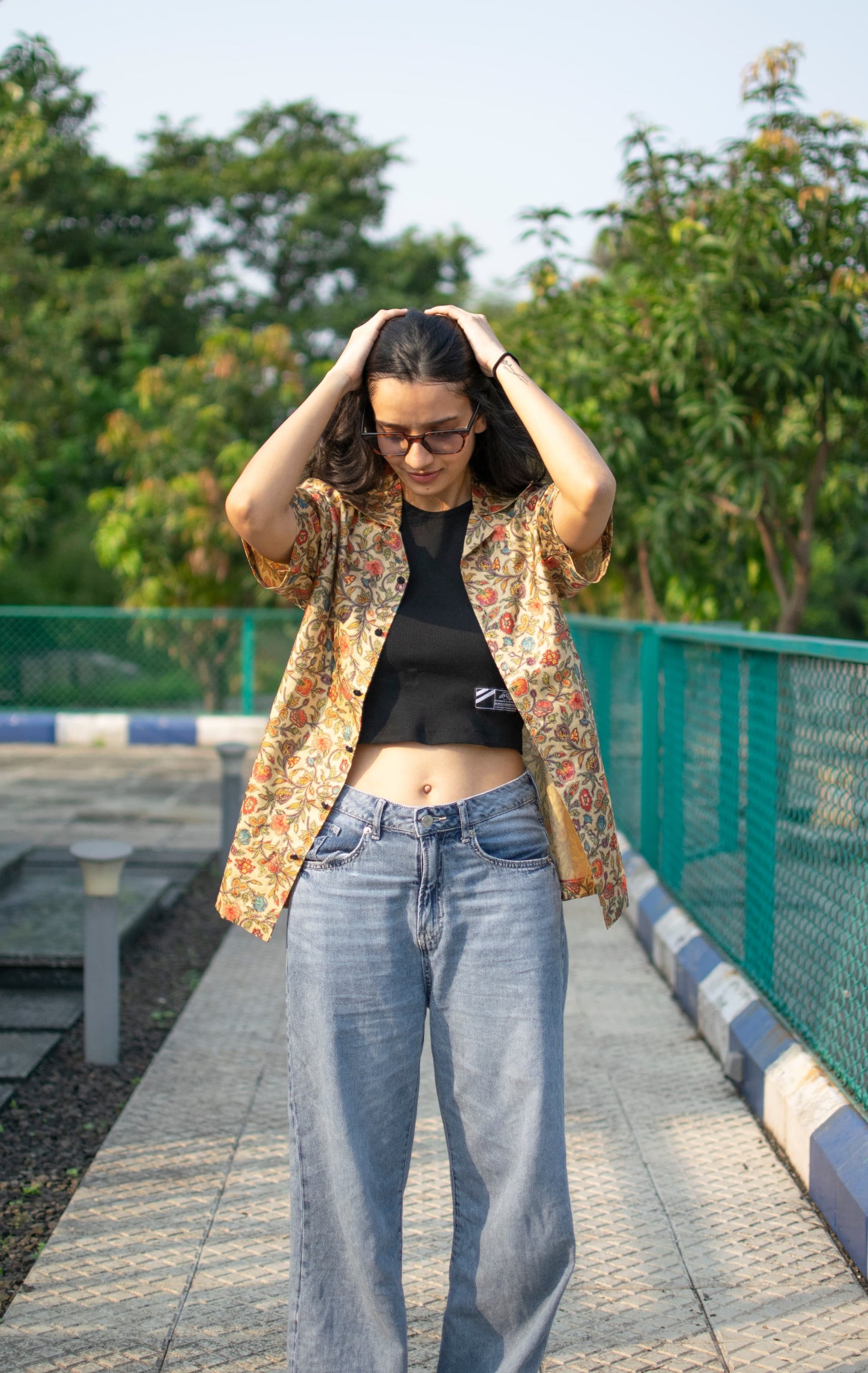 Floral Whisper Khadi Silk Shirt – Garden Serenity Escape