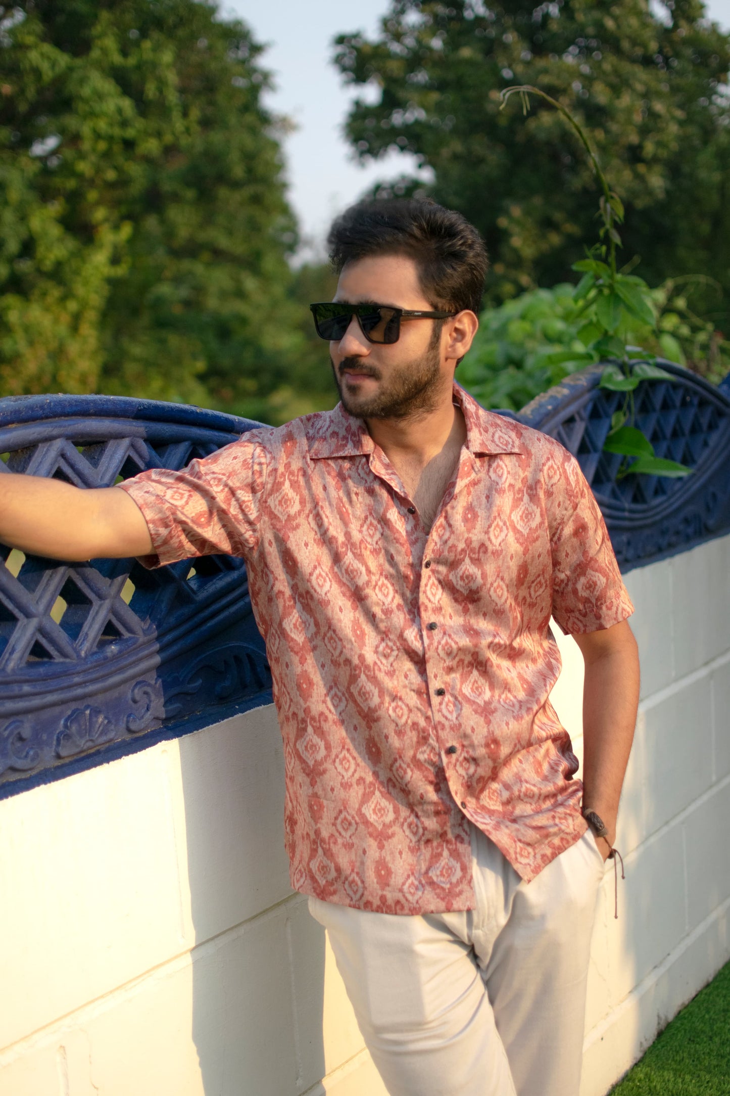 Terracotta Ikat Linen Silk Shirt – Timeless Heritage in Modern Comfort