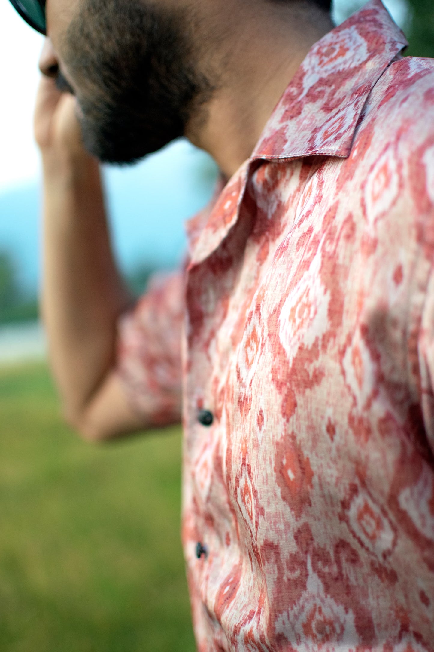Terracotta Ikat Linen Silk Shirt – Timeless Heritage in Modern Comfort