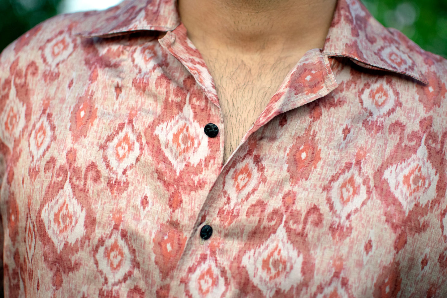 Terracotta Ikat Linen Silk Shirt – Timeless Heritage in Modern Comfort