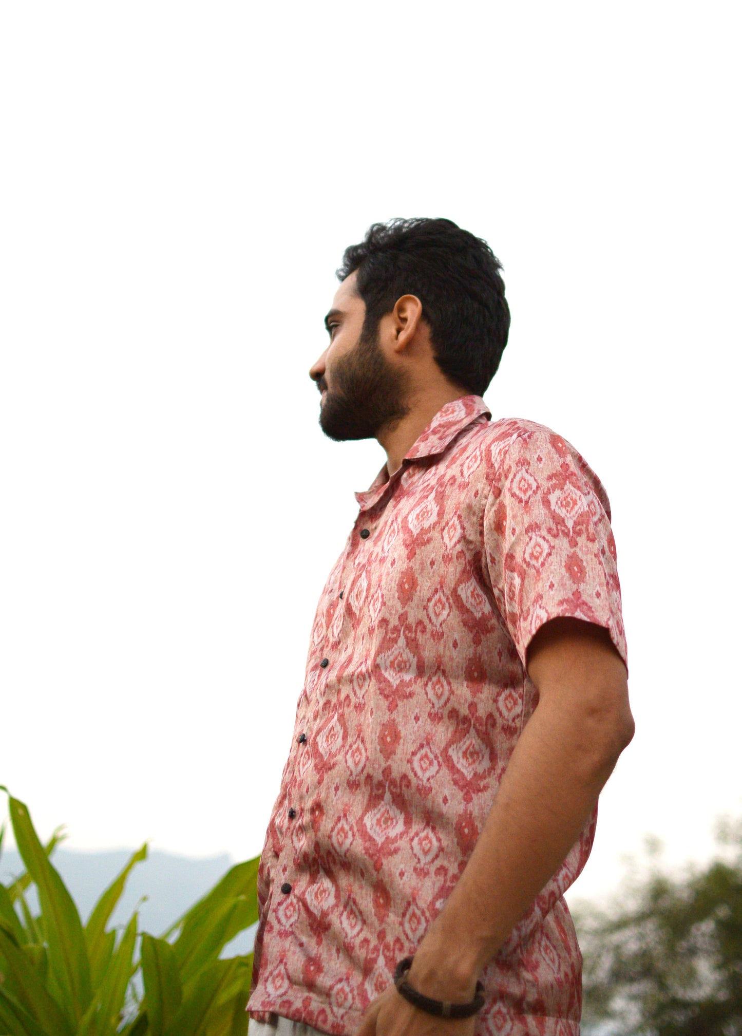 Terracotta Ikat Linen Silk Shirt – Timeless Heritage in Modern Comfort