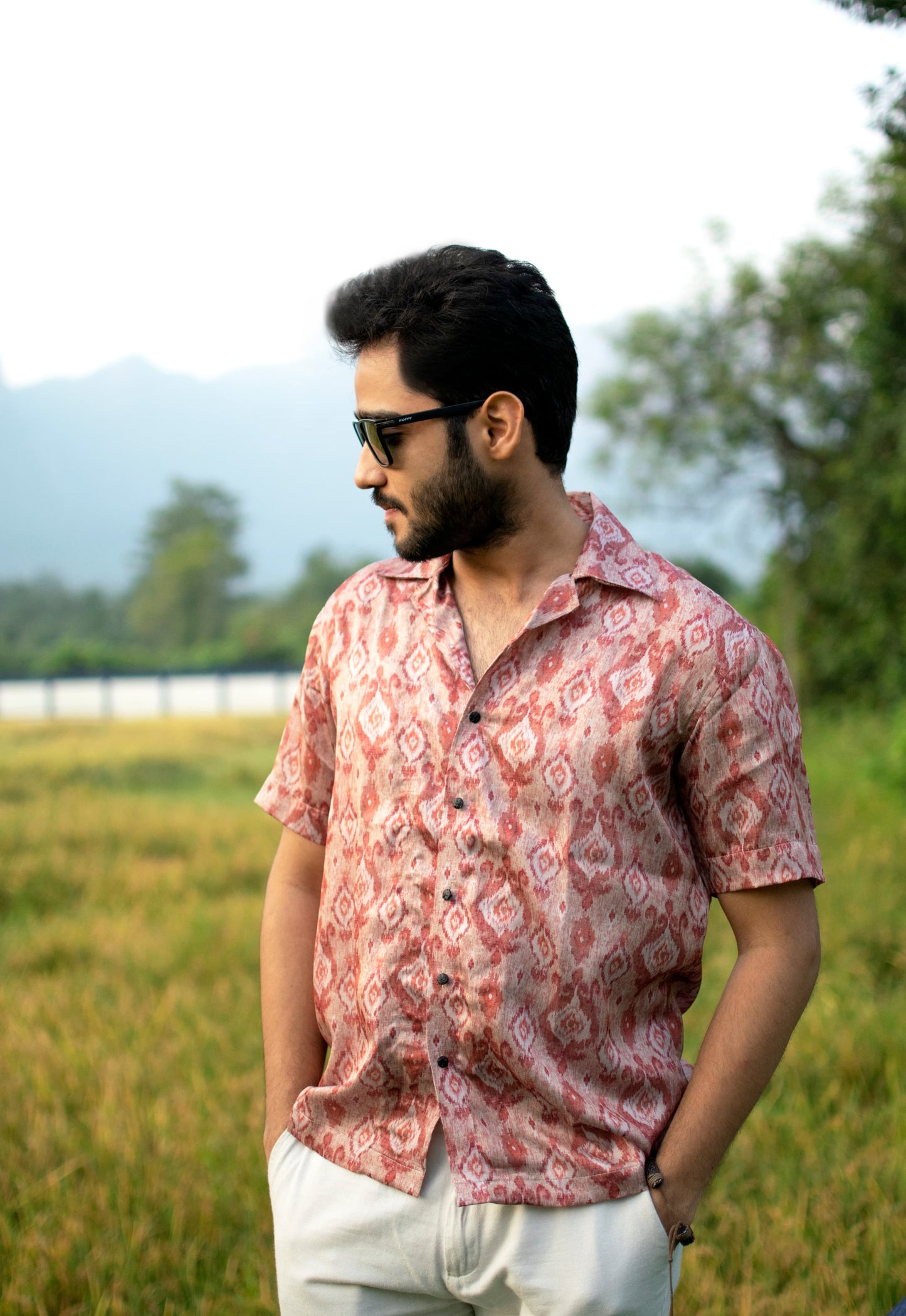 Terracotta Ikat Linen Silk Shirt – Timeless Heritage in Modern Comfort