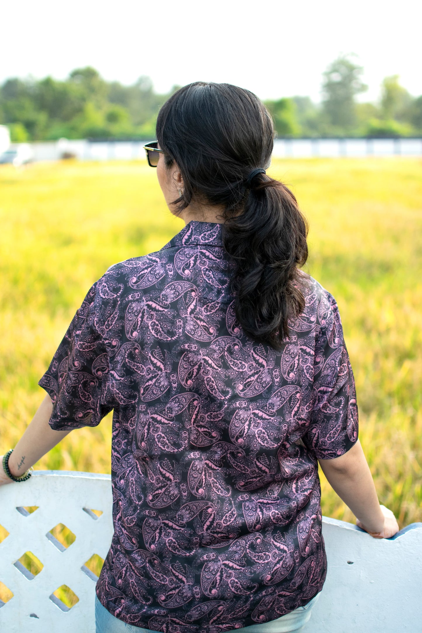 Paisley Breeze Linen Silk Shirt – Plum Rose