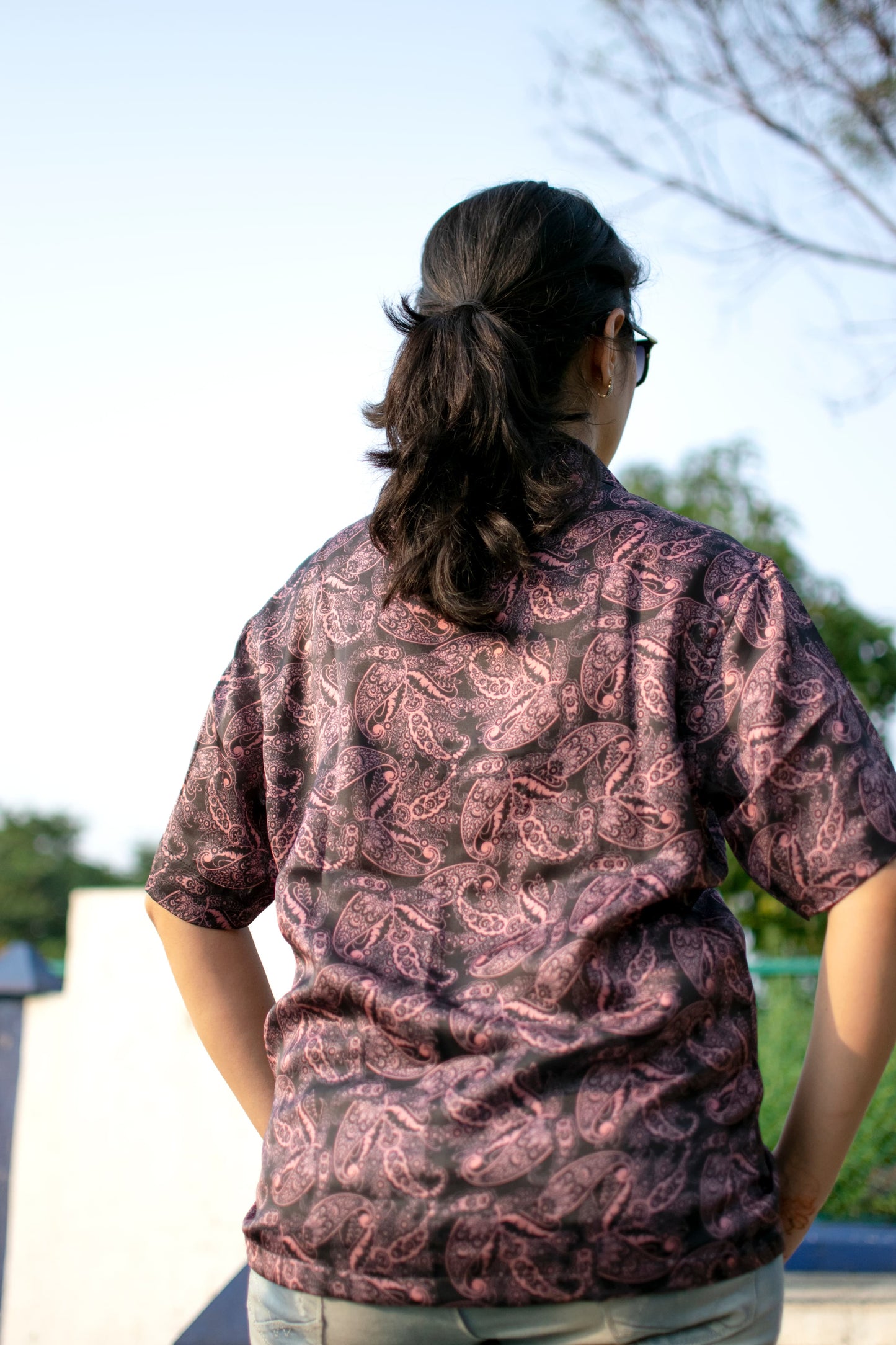 Paisley Breeze Linen Silk Shirt – Plum Rose