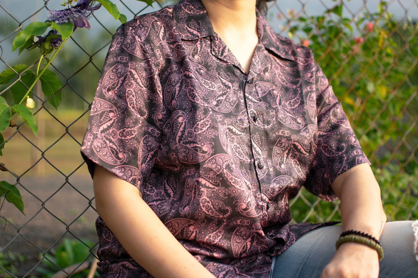 Paisley Breeze Linen Silk Shirt – Plum Rose