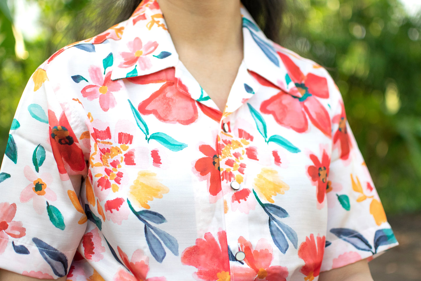 Tropical Bloom Linen-Silk Shirt