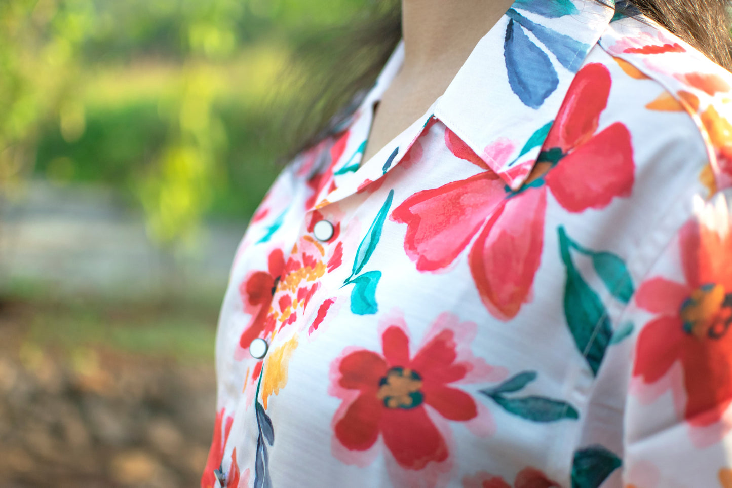Tropical Bloom Linen-Silk Shirt