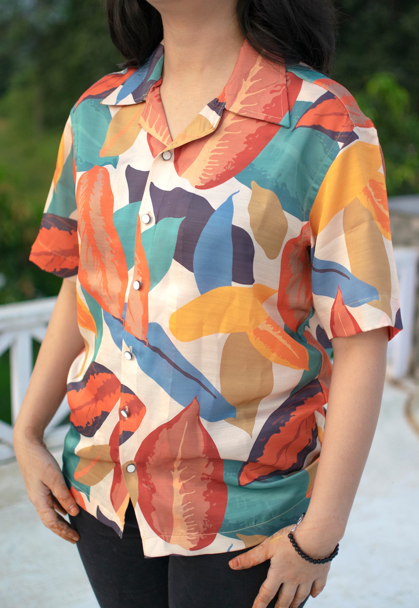 Tropical Breeze Printed Linen Silk Shirt