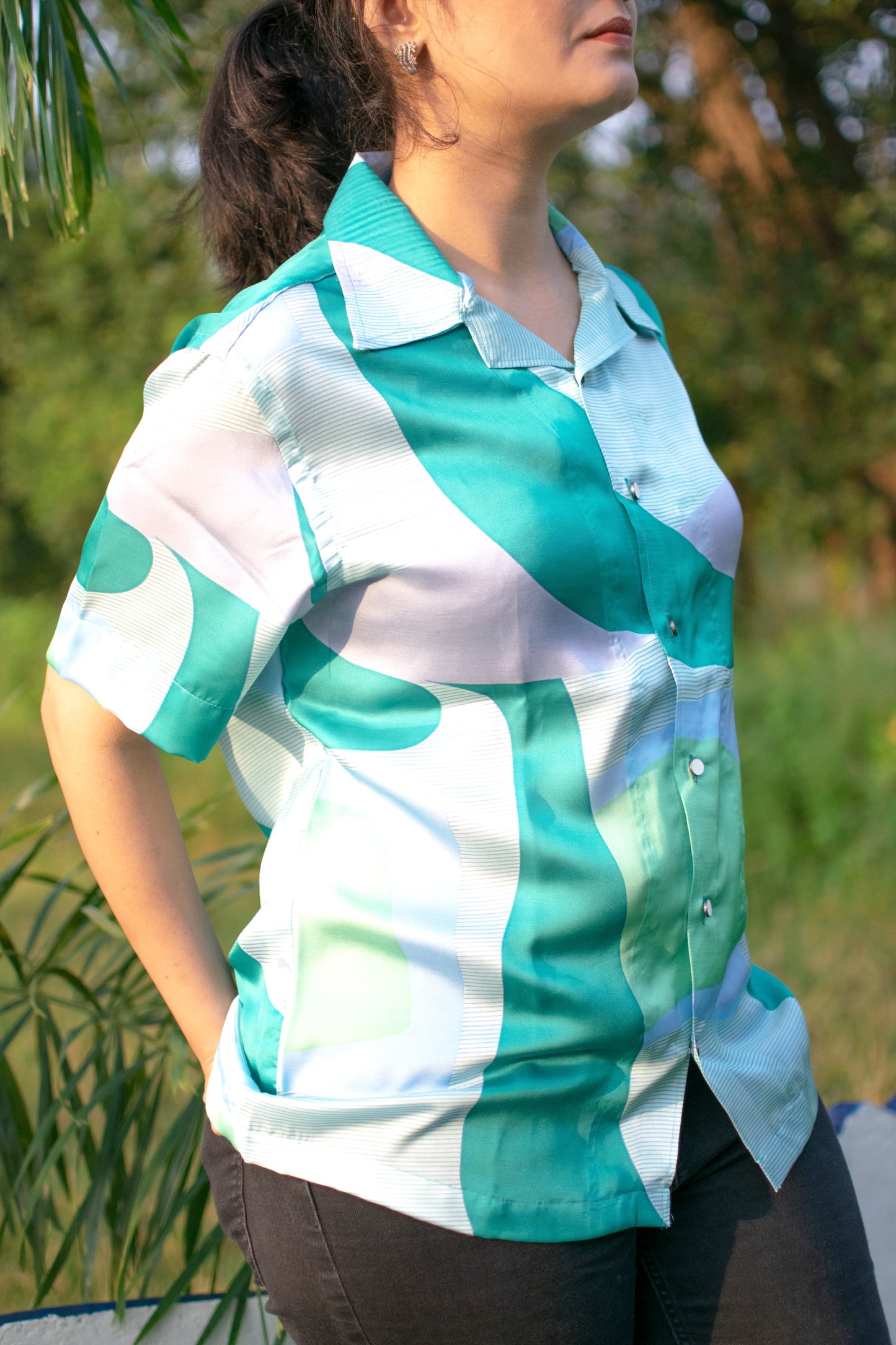 Aqua Drift Linen Silk Shirt – Breeze Edition