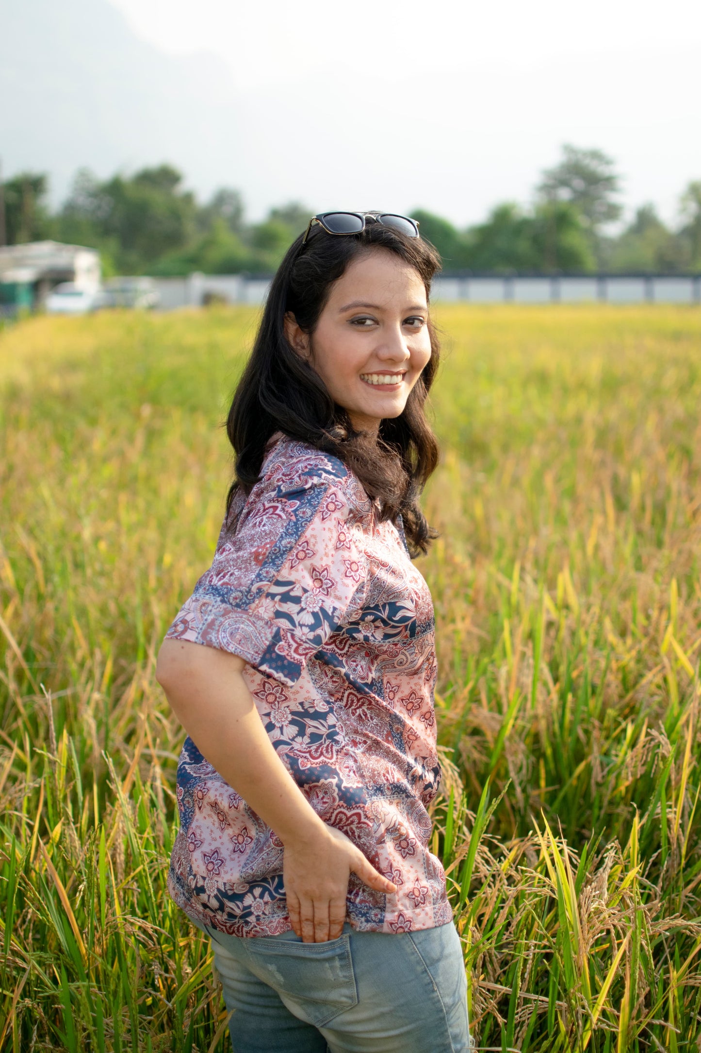 Paisley Blossom Linen Silk Shirt – Pink & Indigo
