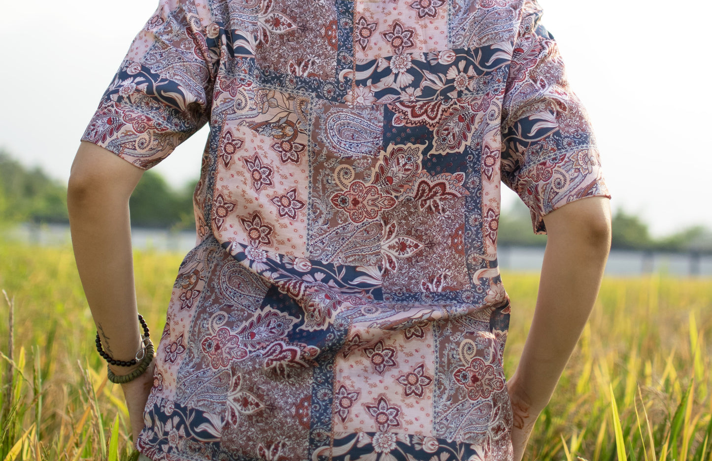 Paisley Blossom Linen Silk Shirt – Pink & Indigo
