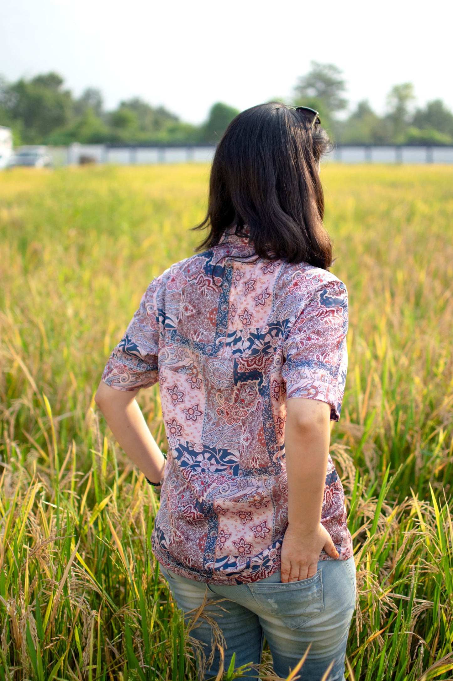 Paisley Blossom Linen Silk Shirt – Pink & Indigo