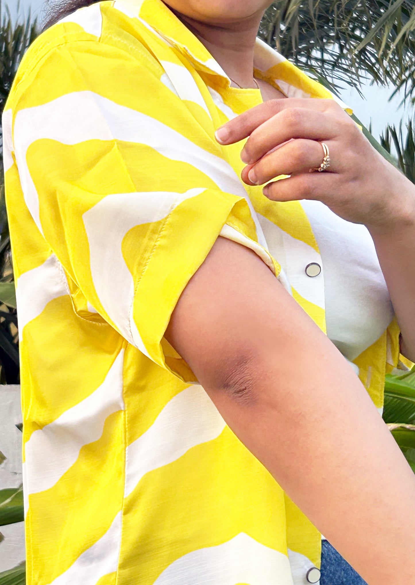 Sunbeam Linen Silk Shirt – Bold Yellow Brushstroke