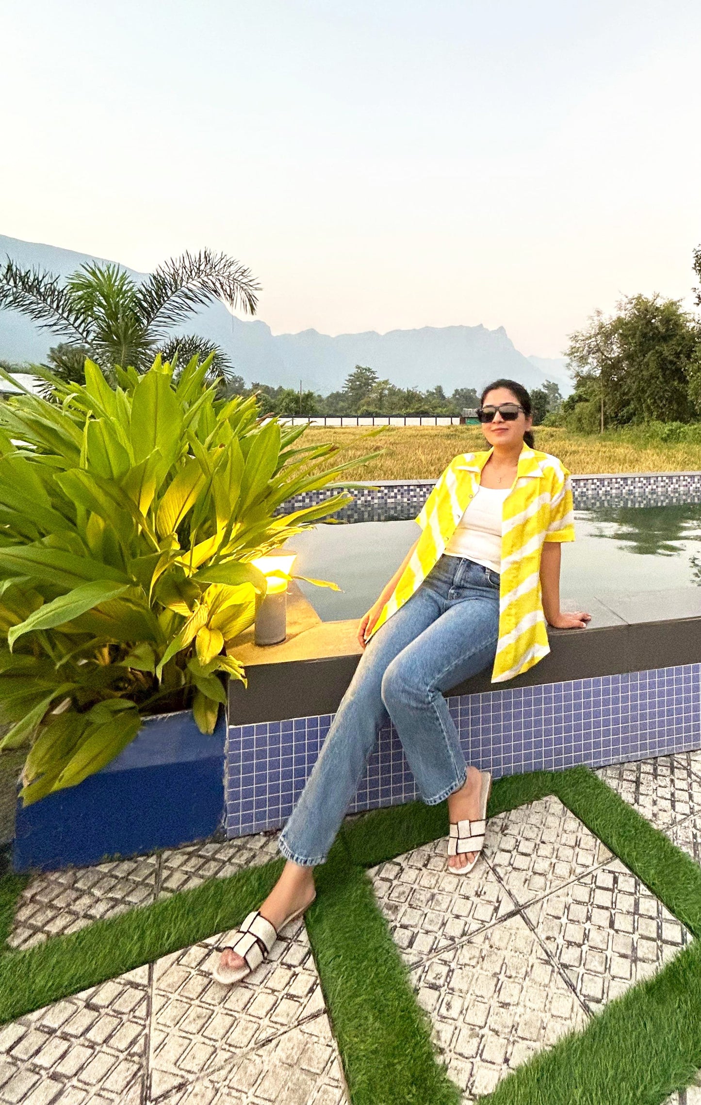 Sunbeam Linen Silk Shirt – Bold Yellow Brushstroke