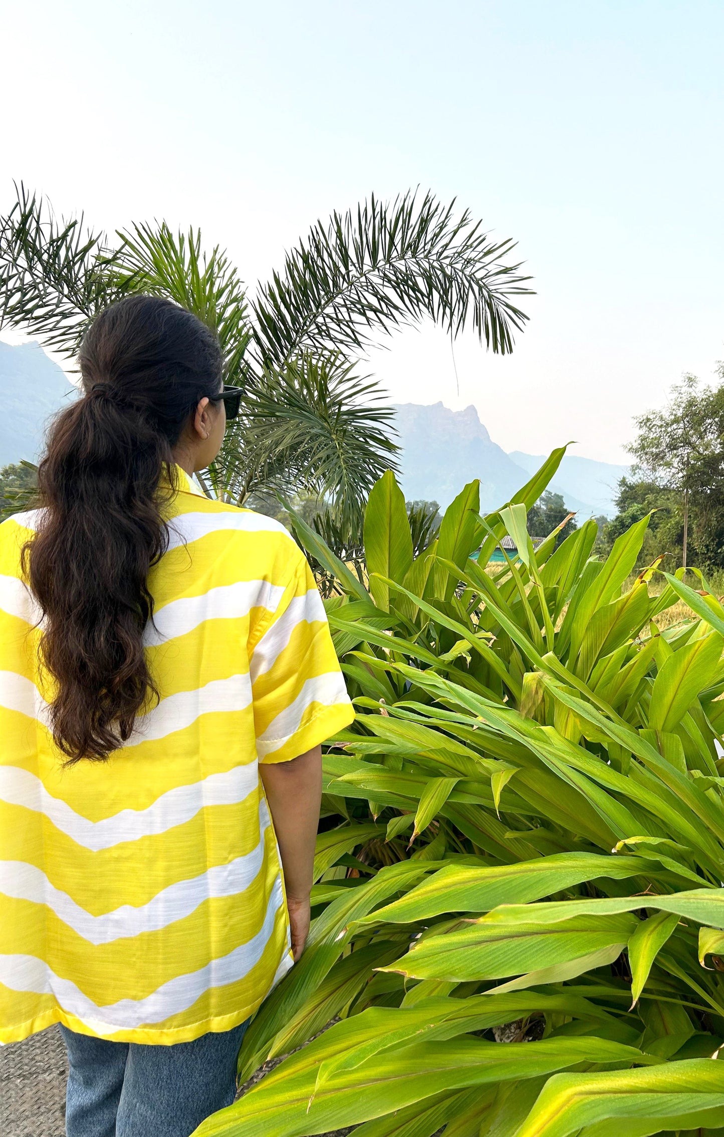 Sunbeam Linen Silk Shirt – Bold Yellow Brushstroke
