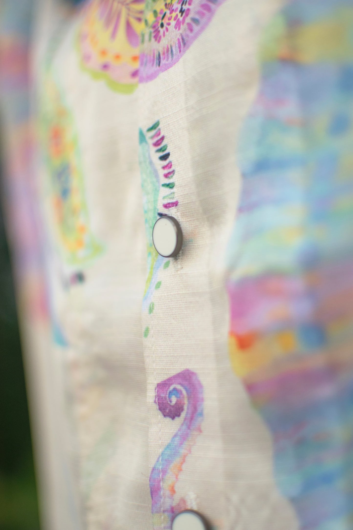 Sea Breeze Bloom Linen Silk Shirt – Pastel Garden Escape