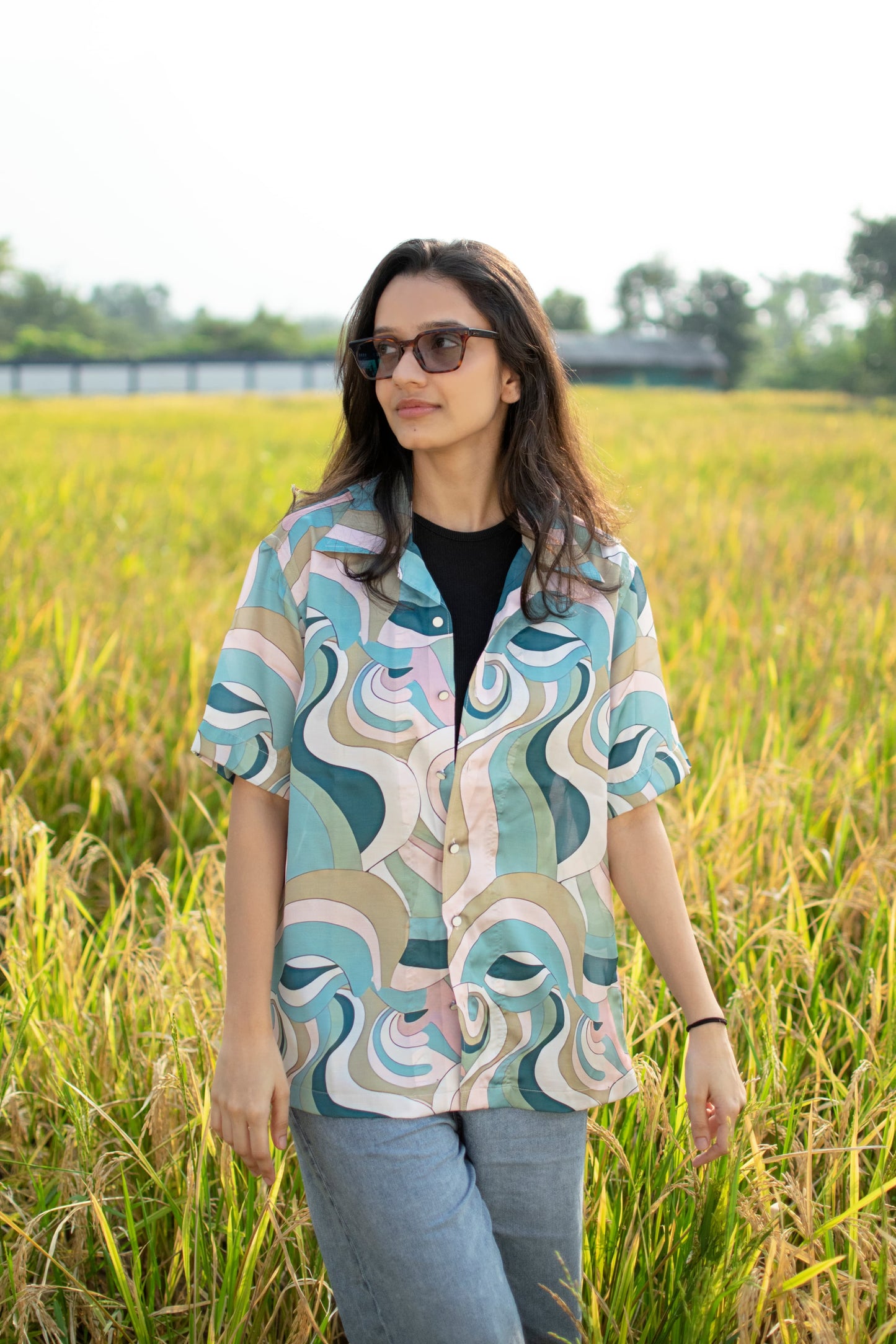 Coastal Bloom Linen Silk Shirt – Soft Horizons