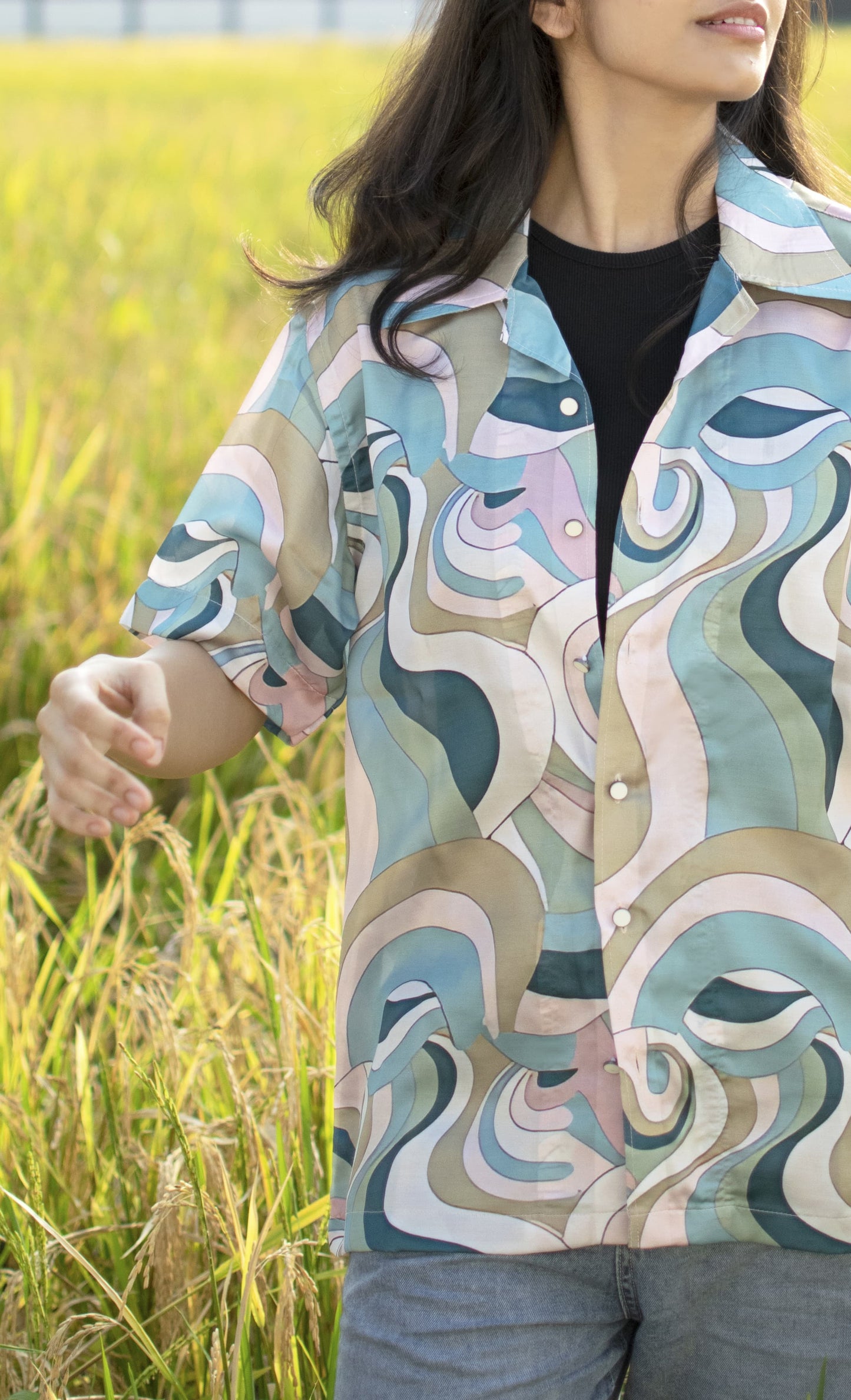 Coastal Bloom Linen Silk Shirt – Soft Horizons